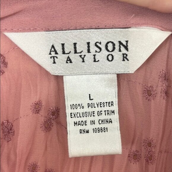 Allison Taylor Mauve Ruffled Crinkle Blouse with Eyelet and Lace Detail - Large - Picture 14 of 15